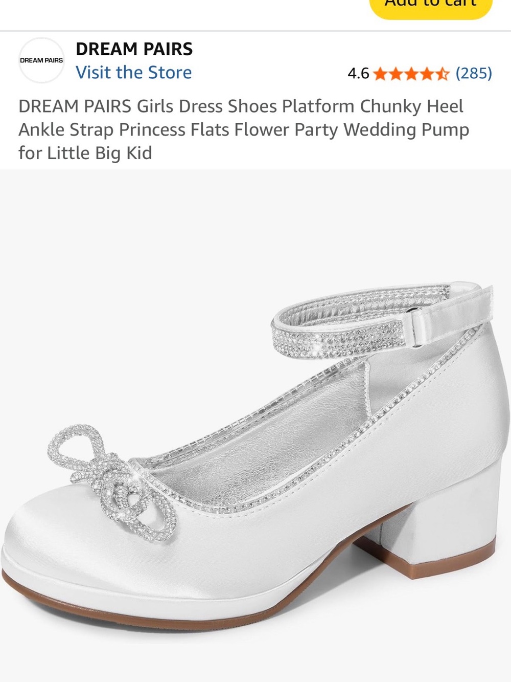 Dream Pairs Girls White and Silver Ankle-Strap Dress Shoes with Bow